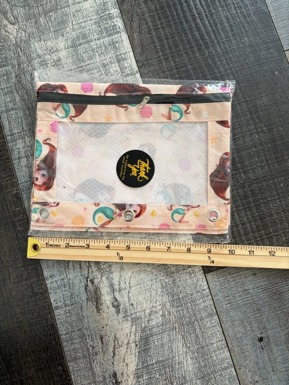 Mermaid Princess Binder Pouch Set of 2 Pencil Case Zip Organizer Folder